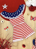 Patriotic Pom Pom Striped Romper - Wearebambino - Multicolor - 3T - Patriotic Pom Pom Striped Romper