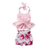 Pink Bow Floral Baby Set - Wearebambino - 3 - 6 M - Pink Bow Floral Baby Set