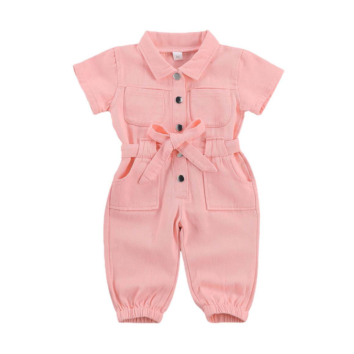 Pink Collar Toddler Jumpsuit - Wearebambino - 2T - Pink Collar Toddler Jumpsuit