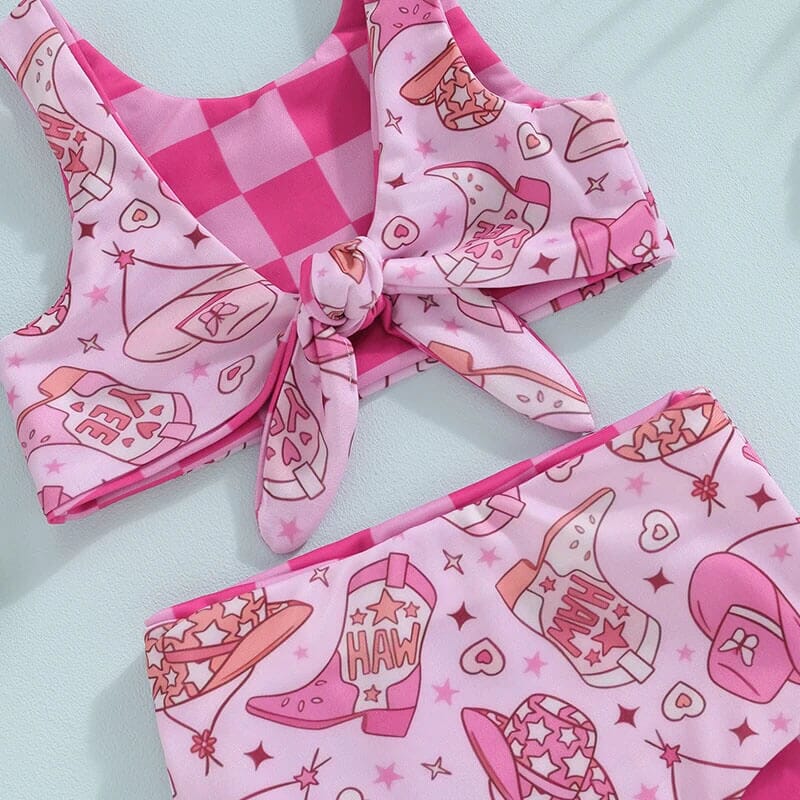 Pink Cowgirl Toddler Swimsuit - Wearebambino - 9 - 12 M - Pink Cowgirl Toddler Swimsuit