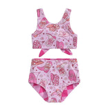 Pink Cowgirl Toddler Swimsuit - Wearebambino - 9 - 12 M - Pink Cowgirl Toddler Swimsuit