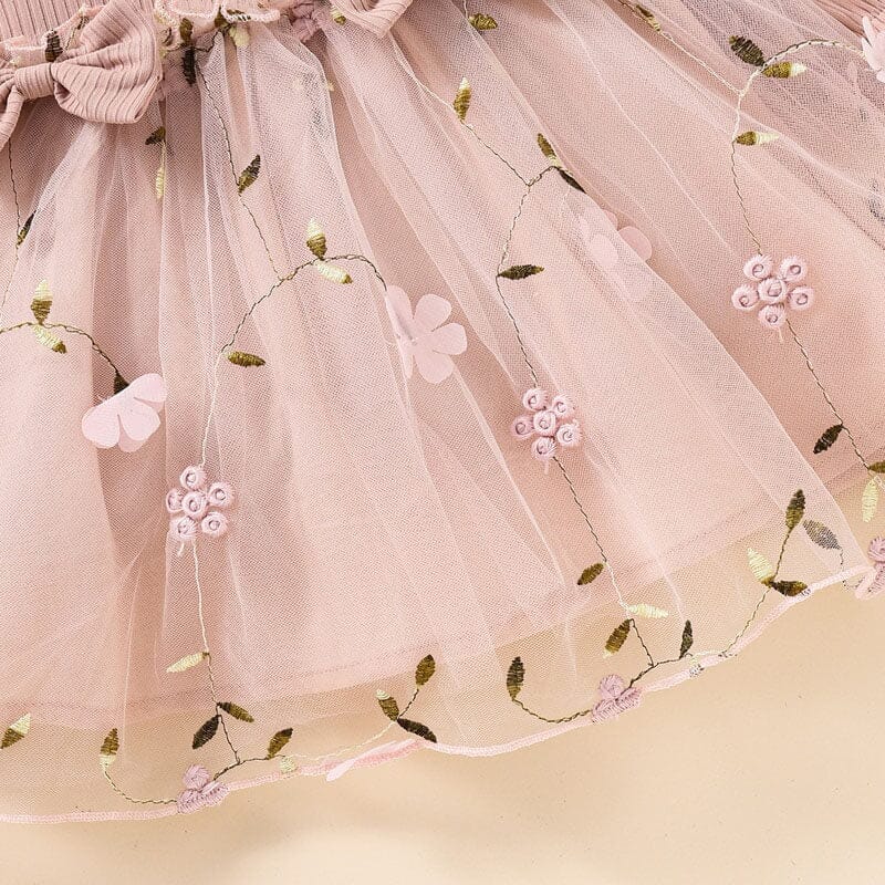 Pink Floral Tulle Baby Dress - Wearebambino - 3 - 6 M - Pink Floral Tulle Baby Dress