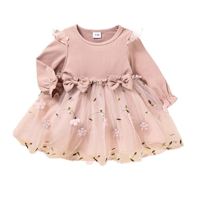 Pink Floral Tulle Baby Dress - Wearebambino - 3 - 6 M - Pink Floral Tulle Baby Dress