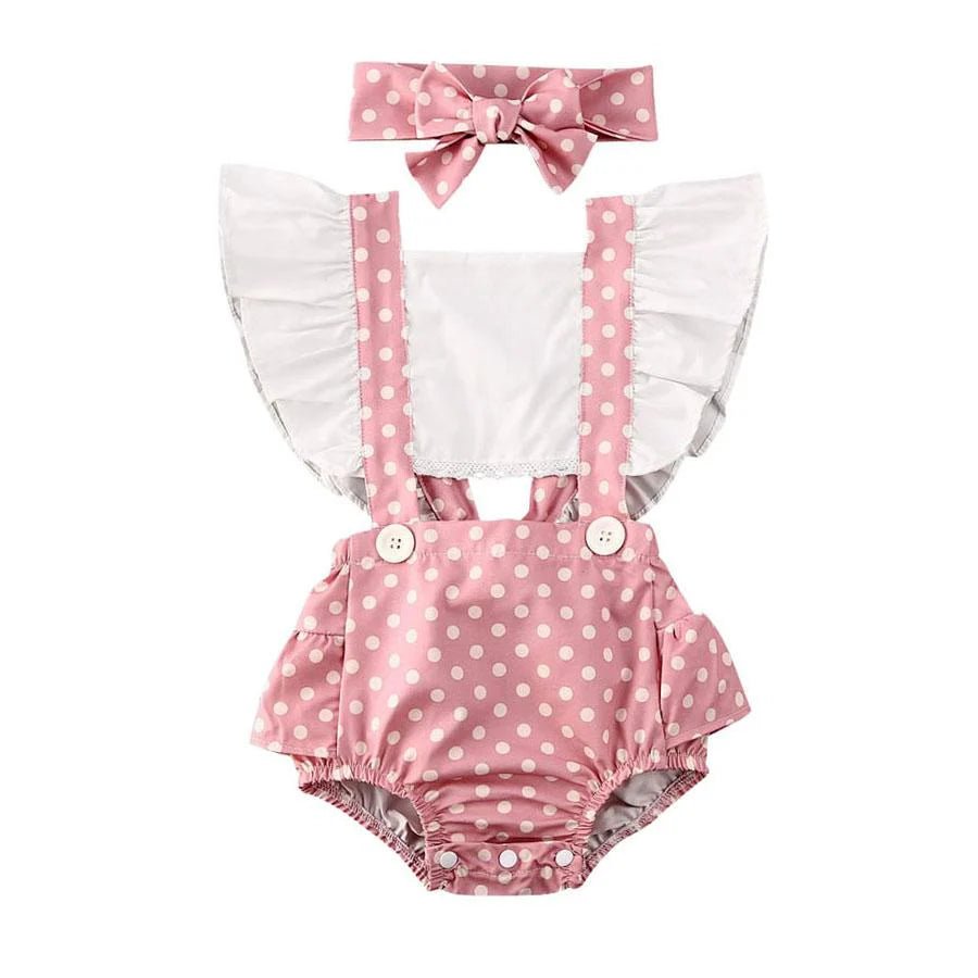 Pink Polka Dot Baby Romper - Wearebambino - 3 - 6 M - Pink Polka Dot Baby Romper