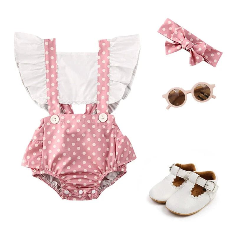 Pink Polka Dot Baby Romper - Wearebambino - 3 - 6 M - Pink Polka Dot Baby Romper