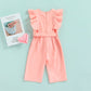 Pink Ruffled Toddler Jumpsuit - Wearebambino - 2T - Pink Ruffled Toddler Jumpsuit