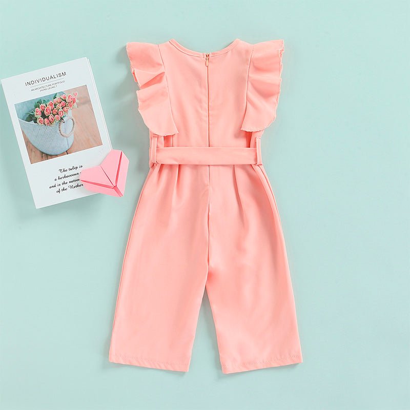 Pink Ruffled Toddler Jumpsuit - Wearebambino - 2T - Pink Ruffled Toddler Jumpsuit