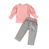 Pink Top Plaid Pants Toddler Set - Wearebambino - 2T - Pink Top Plaid Pants Toddler Set