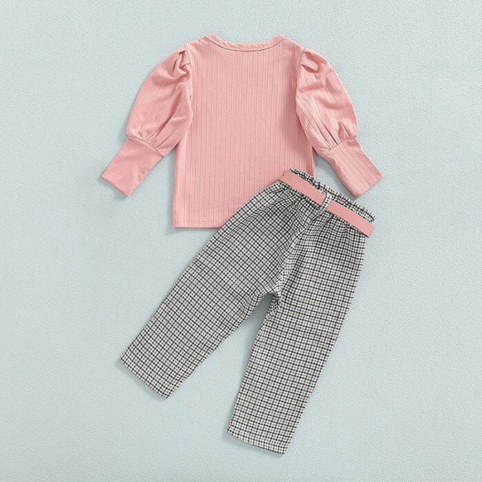 Pink Top Plaid Pants Toddler Set - Wearebambino - 2T - Pink Top Plaid Pants Toddler Set