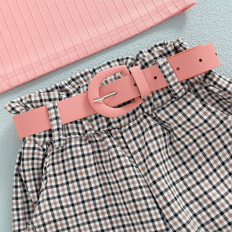 Pink Top Plaid Pants Toddler Set - Wearebambino - 2T - Pink Top Plaid Pants Toddler Set