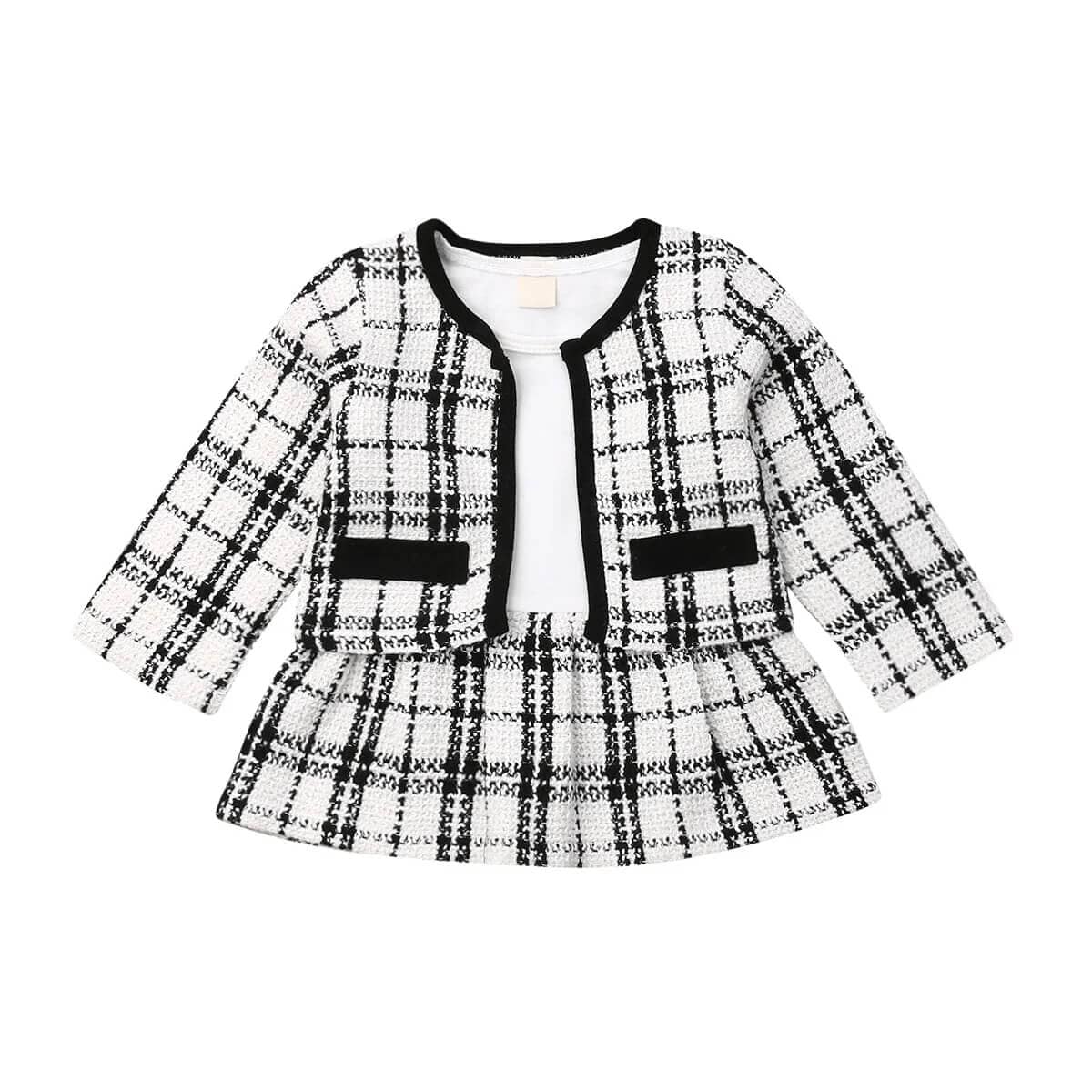 Plaid Blazer Toddler Set - Wearebambino - White - 2T - Plaid Blazer Toddler Set