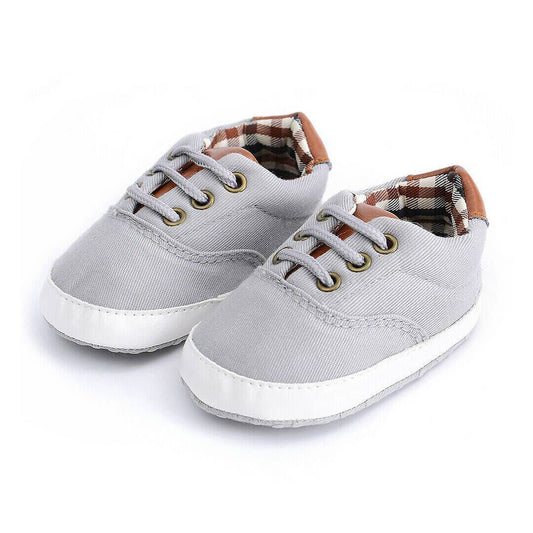 Plaid Boys Baby Shoes - Wearebambino - Gray - 1 - Plaid Boys Baby Shoes