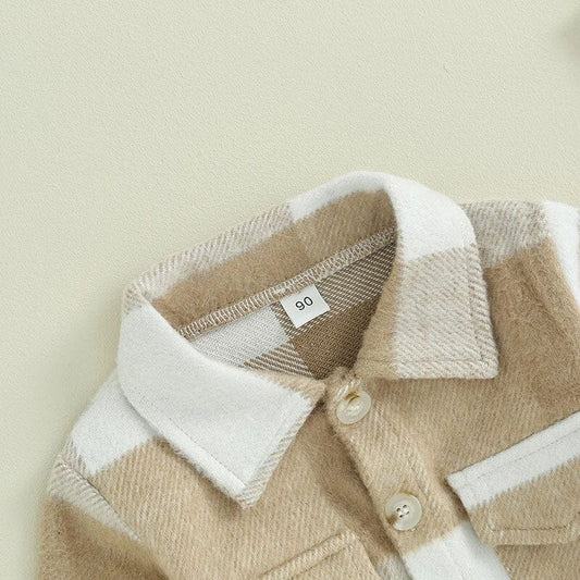 Plaid Collar Toddler Jacket - Wearebambino - 12 - 18 M - Plaid Collar Toddler Jacket