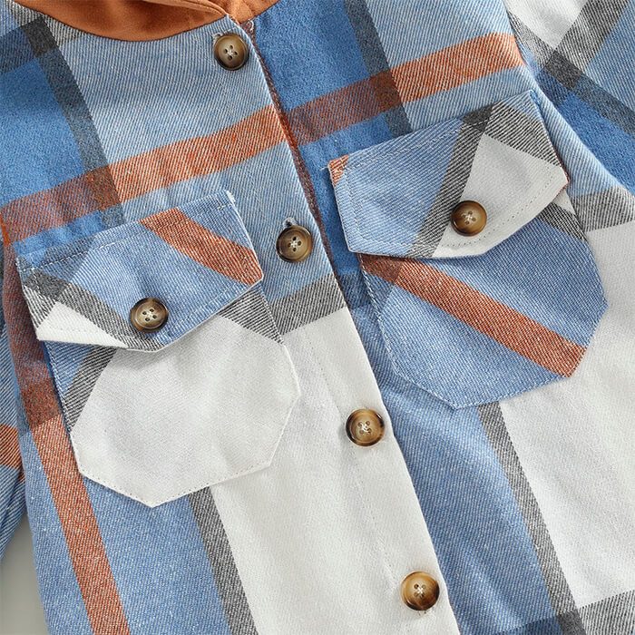 Plaid Hooded Toddler Shirt - Wearebambino - Blue - 2T - Plaid Hooded Toddler Shirt