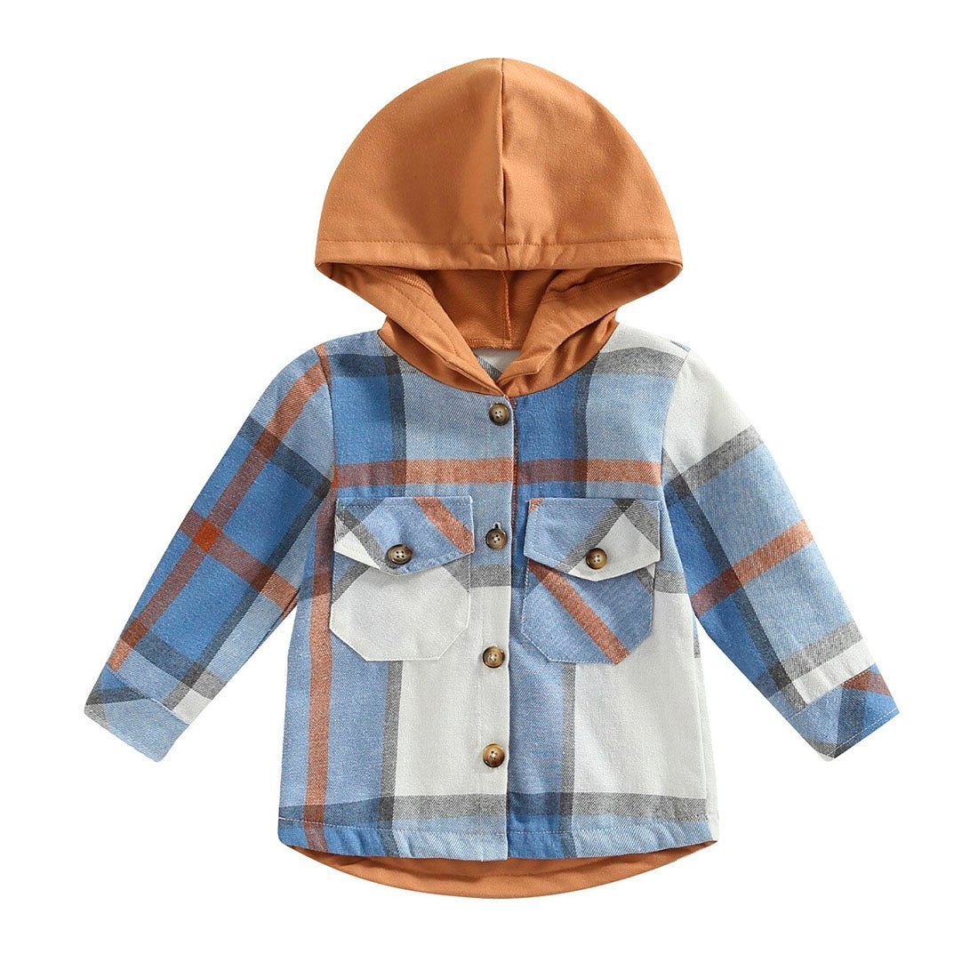 Plaid Hooded Toddler Shirt - Wearebambino - Blue - 2T - Plaid Hooded Toddler Shirt