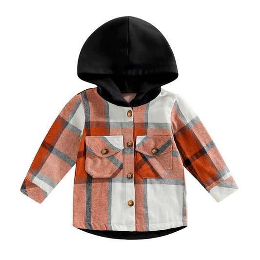 Plaid Hooded Toddler Shirt - Wearebambino - Blue - 2T - Plaid Hooded Toddler Shirt