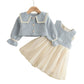 Plaid Vest Dress & Retro Outwear Coat Set - Wearebambino - Light Blue - 2T - Plaid Vest Dress & Retro Outwear Coat Set