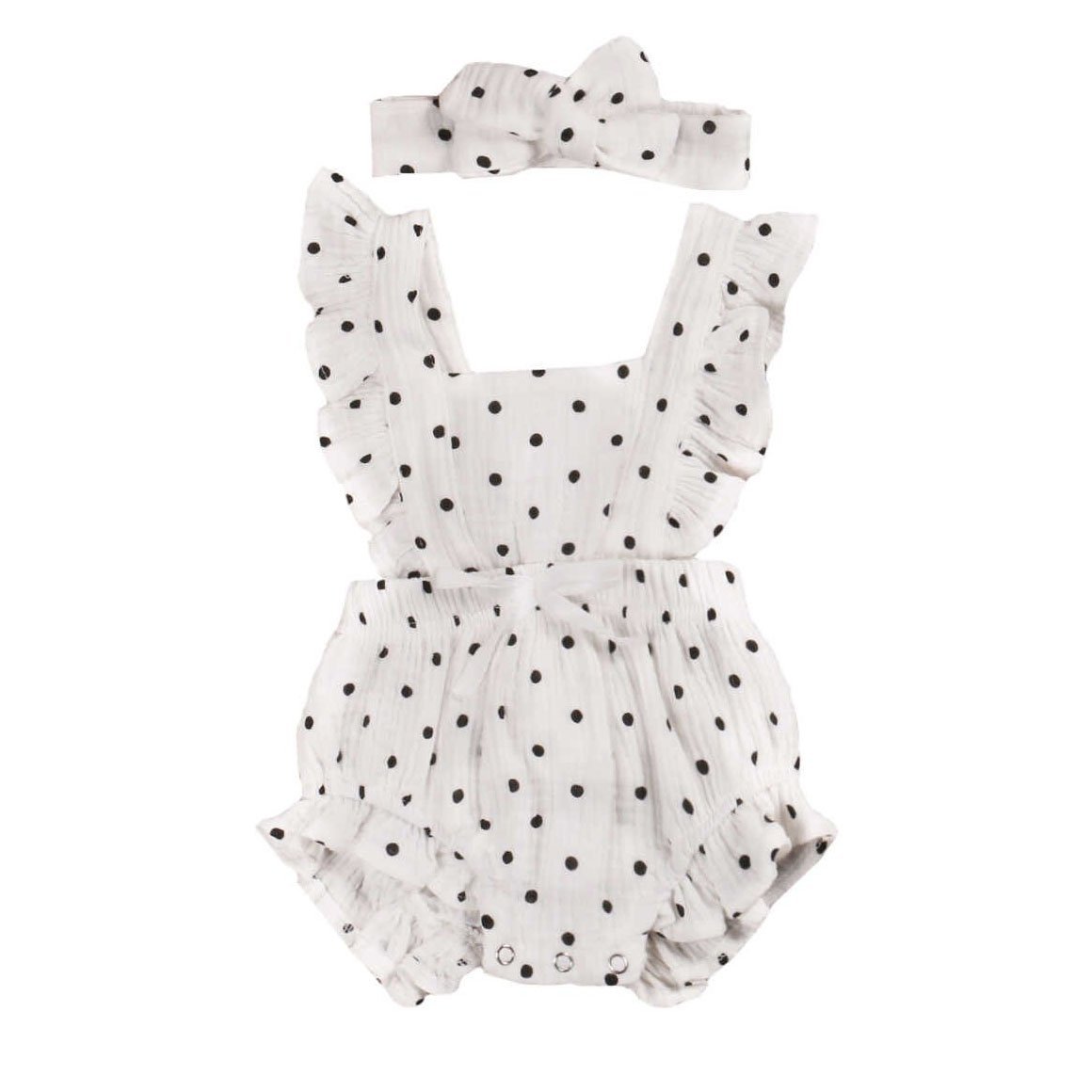 Polka Dot Ruffled Baby Romper - Wearebambino - 3 - 6 M - Polka Dot Ruffled Baby Romper