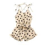 Polka Dot Straps Toddler Romper - Wearebambino - Beige - 2T - Polka Dot Straps Toddler Romper