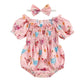 Puff Sleeve Floral Chicken Baby Romper - Wearebambino - 3 - 6 M - Puff Sleeve Floral Chicken Baby Romper