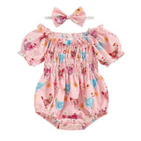 Puff Sleeve Floral Chicken Baby Romper - Wearebambino - 3 - 6 M - Puff Sleeve Floral Chicken Baby Romper