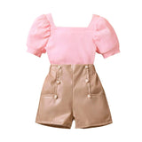 Puff Sleeve Pink Ribbed Toddler Set - Wearebambino - 2T - Puff Sleeve Pink Ribbed Toddler Set