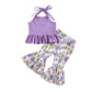 Purple Floral Flared Baby Set - Wearebambino - 3 - 6 M - Purple Floral Flared Baby Set