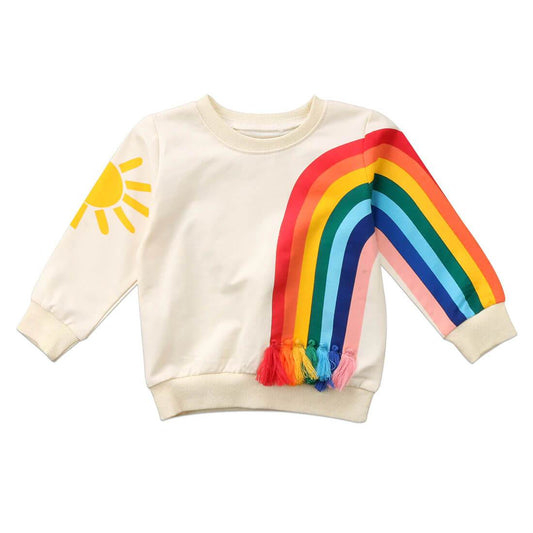 Rainbow and Sun Toddler Pullover - Wearebambino - 2T - Rainbow and Sun Toddler Pullover