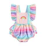 Rainbow Ruffled Baby Romper - Wearebambino - 3 - 6 M - Rainbow Ruffled Baby Romper