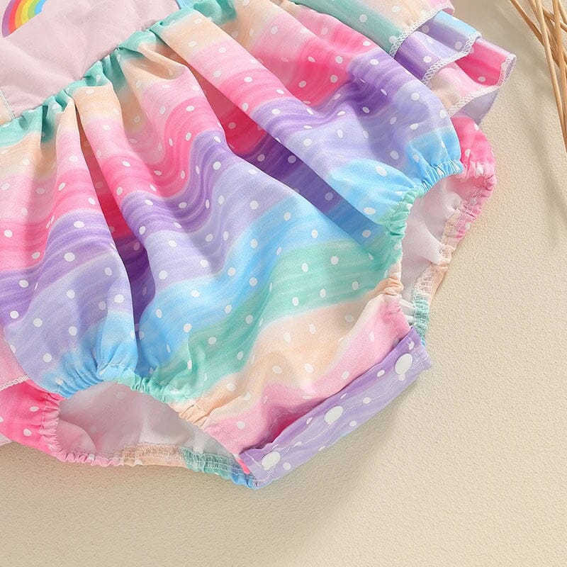 Rainbow Ruffled Baby Romper - Wearebambino - 3 - 6 M - Rainbow Ruffled Baby Romper