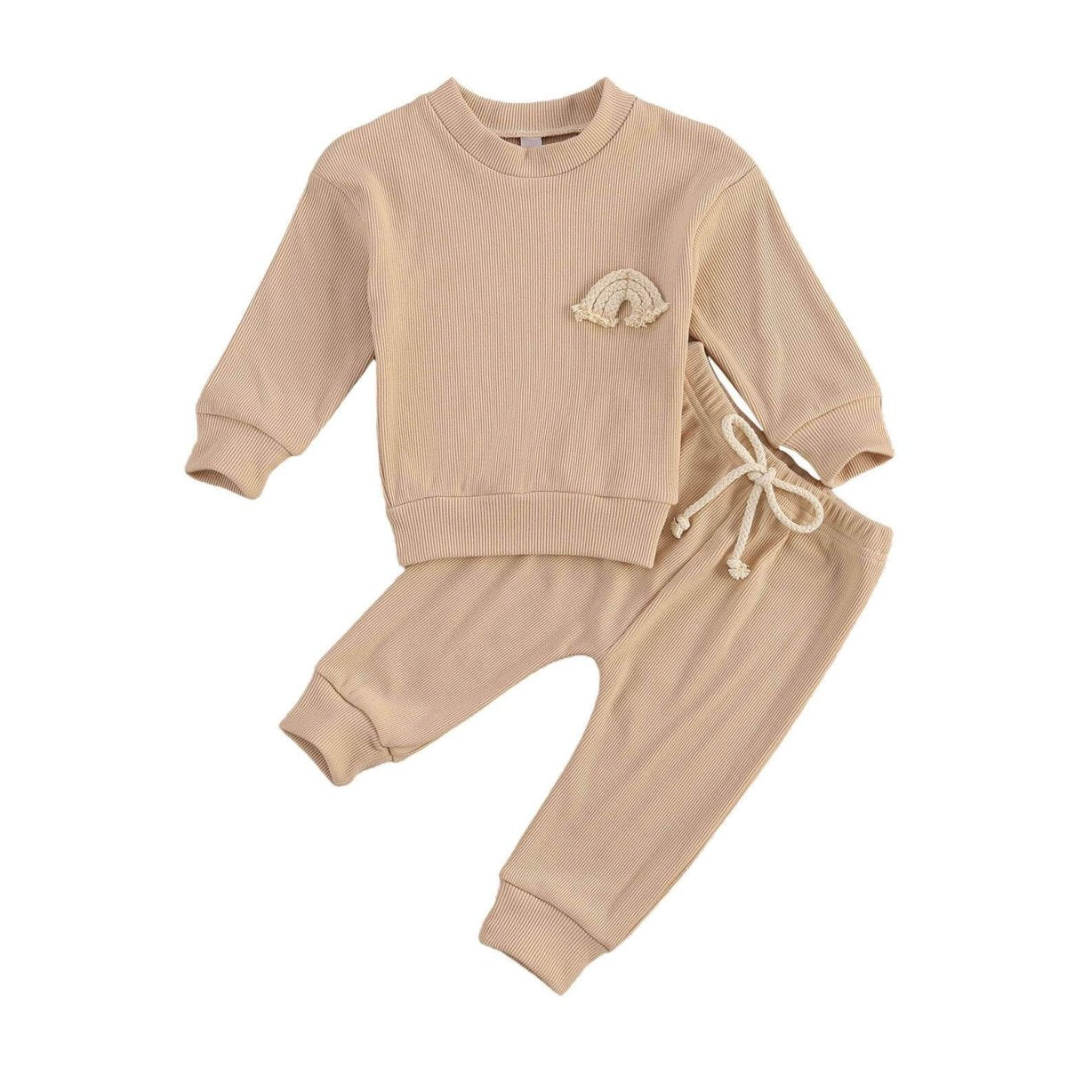 Rainbow Solid Baby Set - Wearebambino - Beige - 3 - 6 M - Rainbow Solid Baby Set