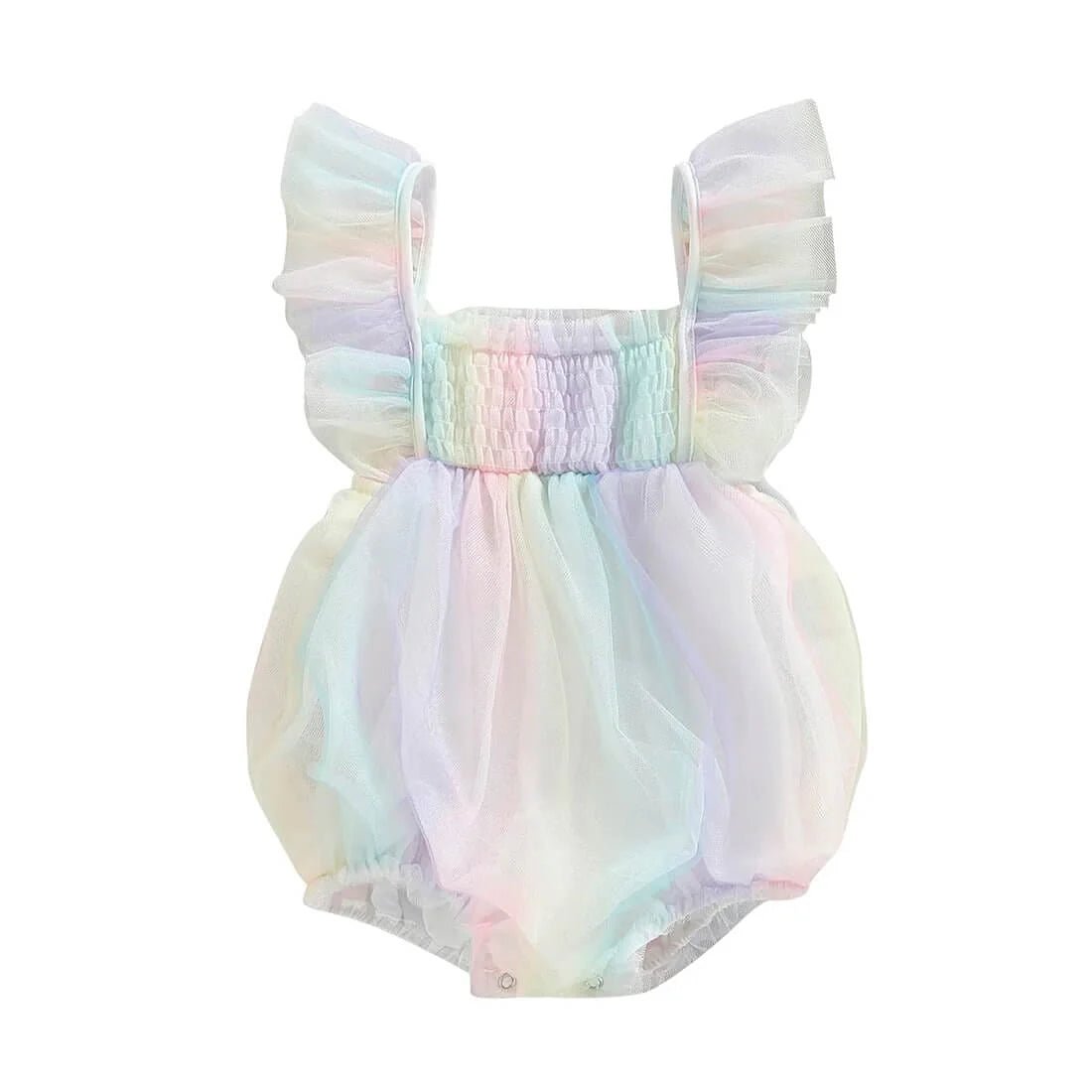 Rainbow Tulle Baby Romper - Wearebambino - 0 - 3 M - Rainbow Tulle Baby Romper