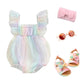 Rainbow Tulle Baby Romper - Wearebambino - 0 - 3 M - Rainbow Tulle Baby Romper