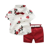 Red Floral Shirt Toddler Set - Wearebambino - 2T - Red Floral Shirt Toddler Set