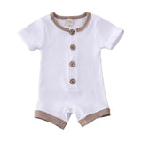 Ribbed Button Baby Romper - Wearebambino - White - 3 - 6 M - Ribbed Button Baby Romper