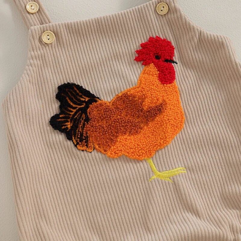 Rooster Corduroy Baby Romper - Wearebambino - 0 - 3 M - Rooster Corduroy Baby Romper