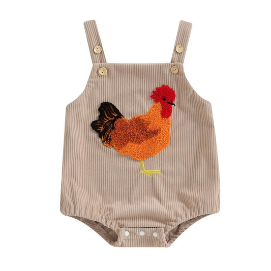 Rooster Corduroy Baby Romper - Wearebambino - 0 - 3 M - Rooster Corduroy Baby Romper