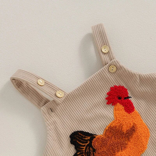 Rooster Corduroy Baby Romper - Wearebambino - 0 - 3 M - Rooster Corduroy Baby Romper