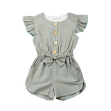 Ruffle Bow Toddler Romper - Wearebambino - Green - 2T - Ruffle Bow Toddler Romper