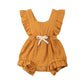 Ruffle Solid Baby Romper - Wearebambino - Mustard Orange - 3 - 6 M - Ruffle Solid Baby Romper