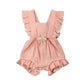 Ruffle Solid Baby Romper - Wearebambino - Pink - 3 - 6 M - Ruffle Solid Baby Romper