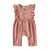 Ruffled Solid Baby Jumpsuit - Wearebambino - Pink - 3 - 6 M - Ruffled Solid Baby Jumpsuit