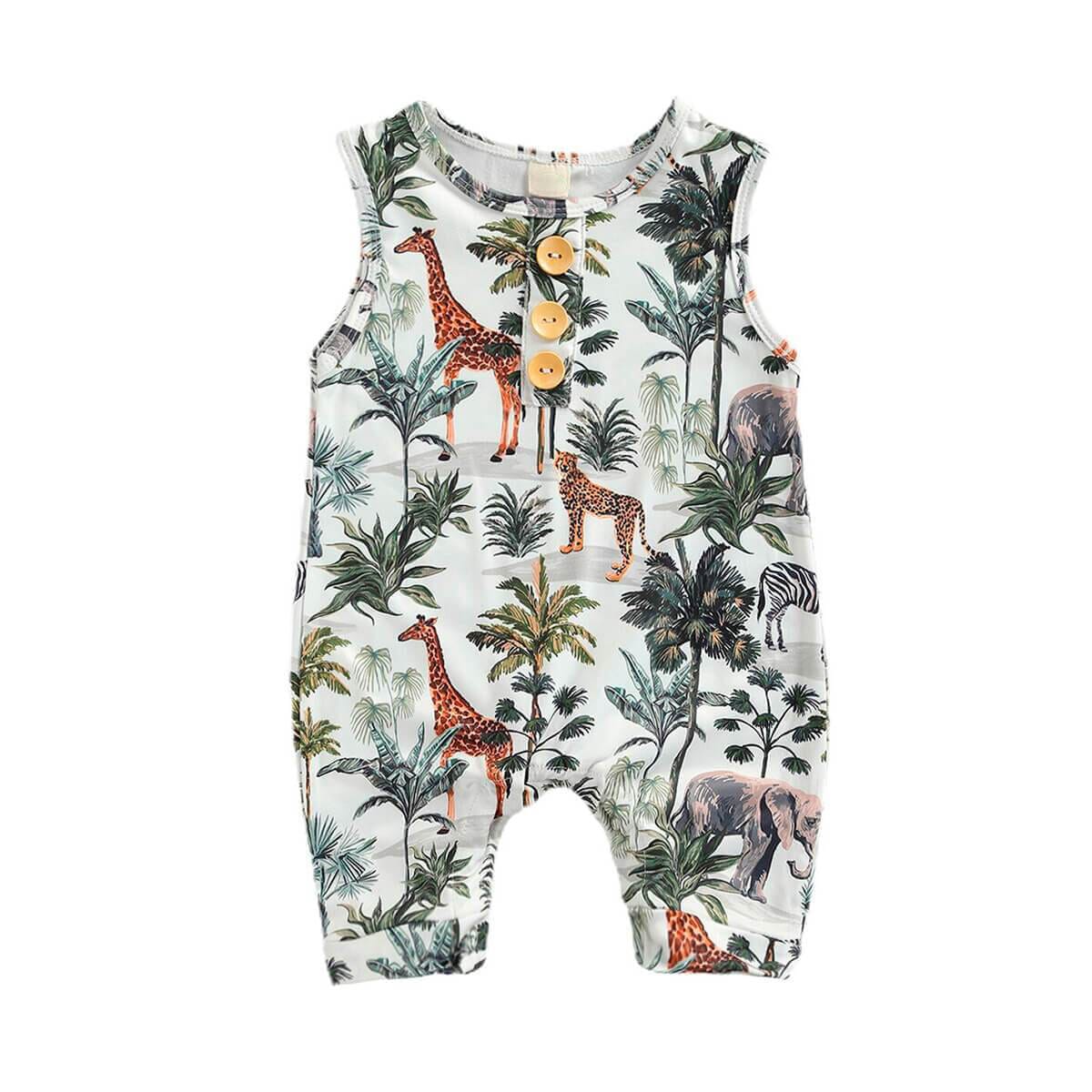 Safari Baby Jumpsuit - Wearebambino - 0 - 3 M - Safari Baby Jumpsuit