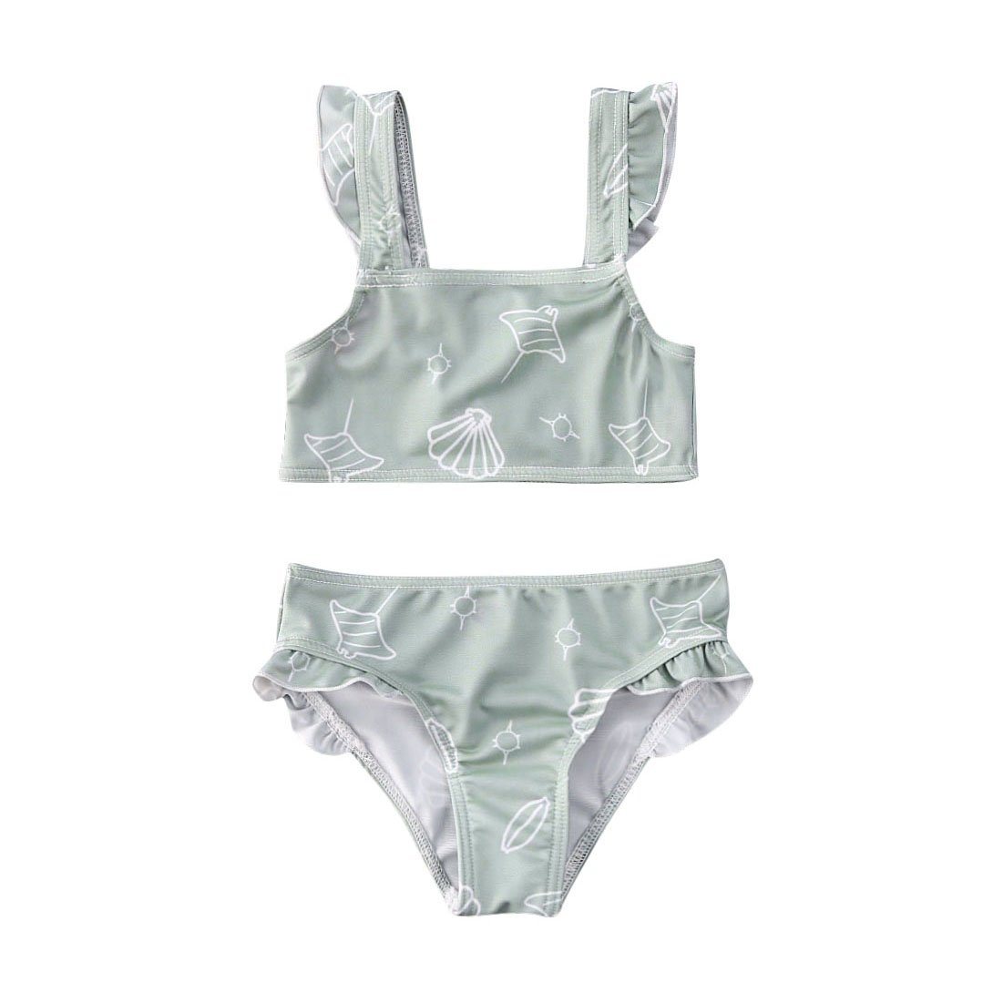 Shell Ruffled Toddler Swimsuit - Wearebambino - Green - 9 - 12 M - Shell Ruffled Toddler Swimsuit