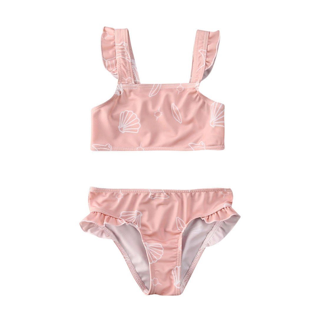 Shell Ruffled Toddler Swimsuit - Wearebambino - Pink - 9 - 12 M - Shell Ruffled Toddler Swimsuit