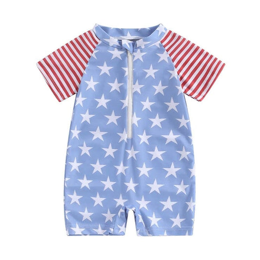 Short Sleeve American Baby Swimsuit - Wearebambino - 3 - 6 M - Short Sleeve American Baby Swimsuit