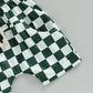 Short Sleeve Checkered Trouble Baby Set - Wearebambino - 3 - 6 M - Short Sleeve Checkered Trouble Baby Set