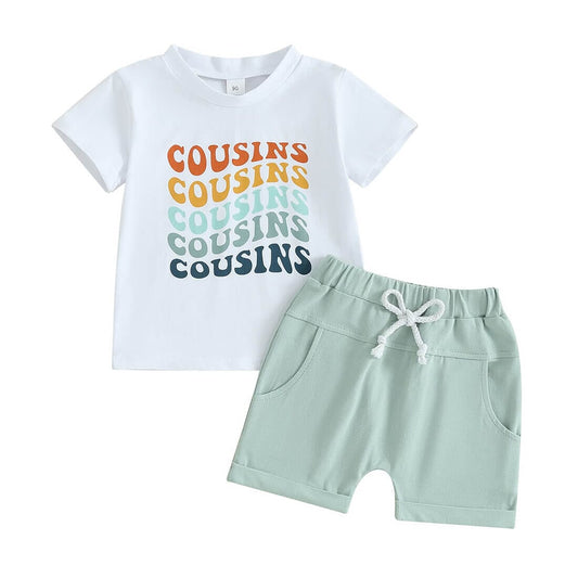 Short Sleeve Cousins Toddler Set - Wearebambino - 12 - 18 M - Short Sleeve Cousins Toddler Set