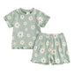 Short Sleeve Daisy Baby Set - Wearebambino - Green - 3 - 6 M - Short Sleeve Daisy Baby Set