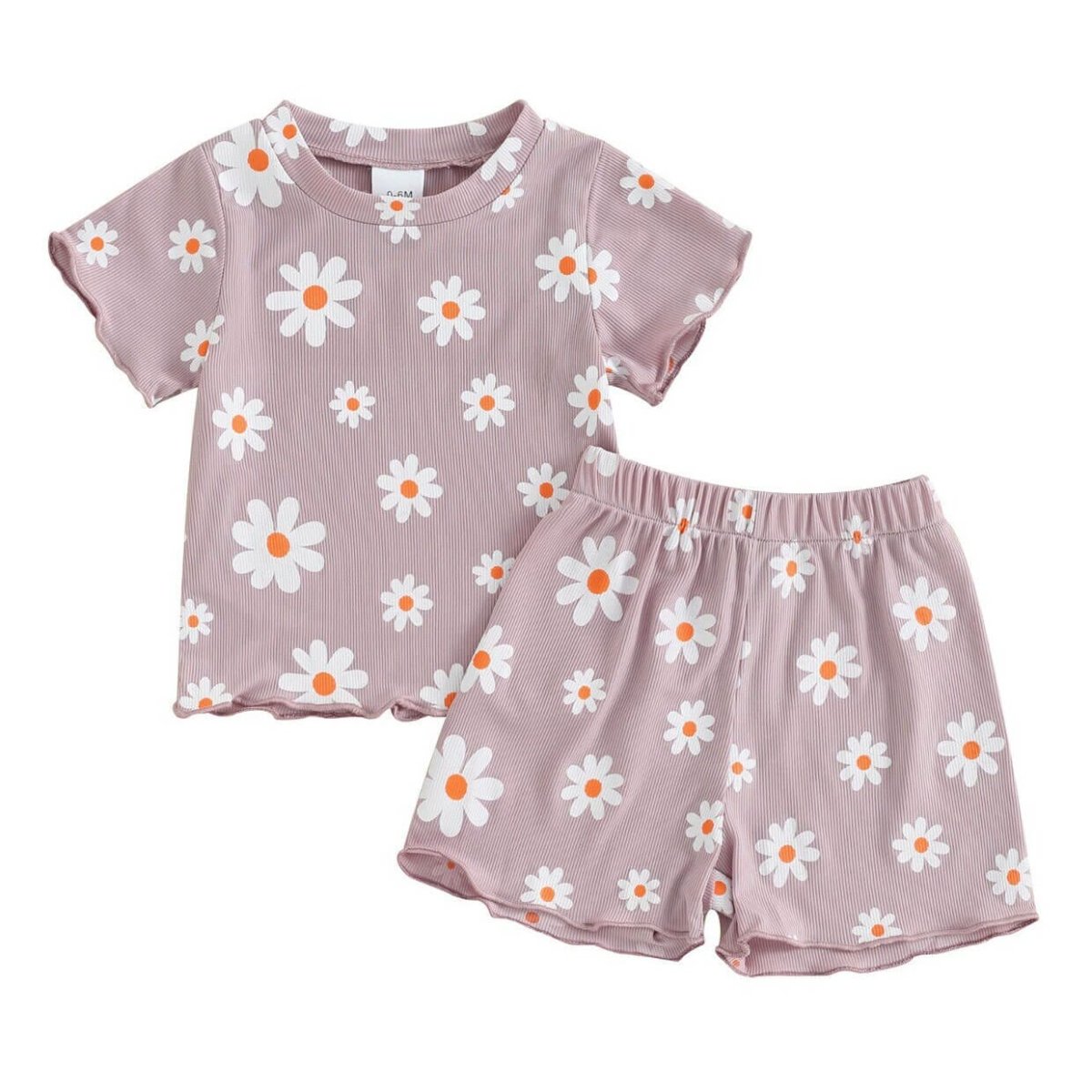 Short Sleeve Daisy Baby Set - Wearebambino - Purple - 3 - 6 M - Short Sleeve Daisy Baby Set